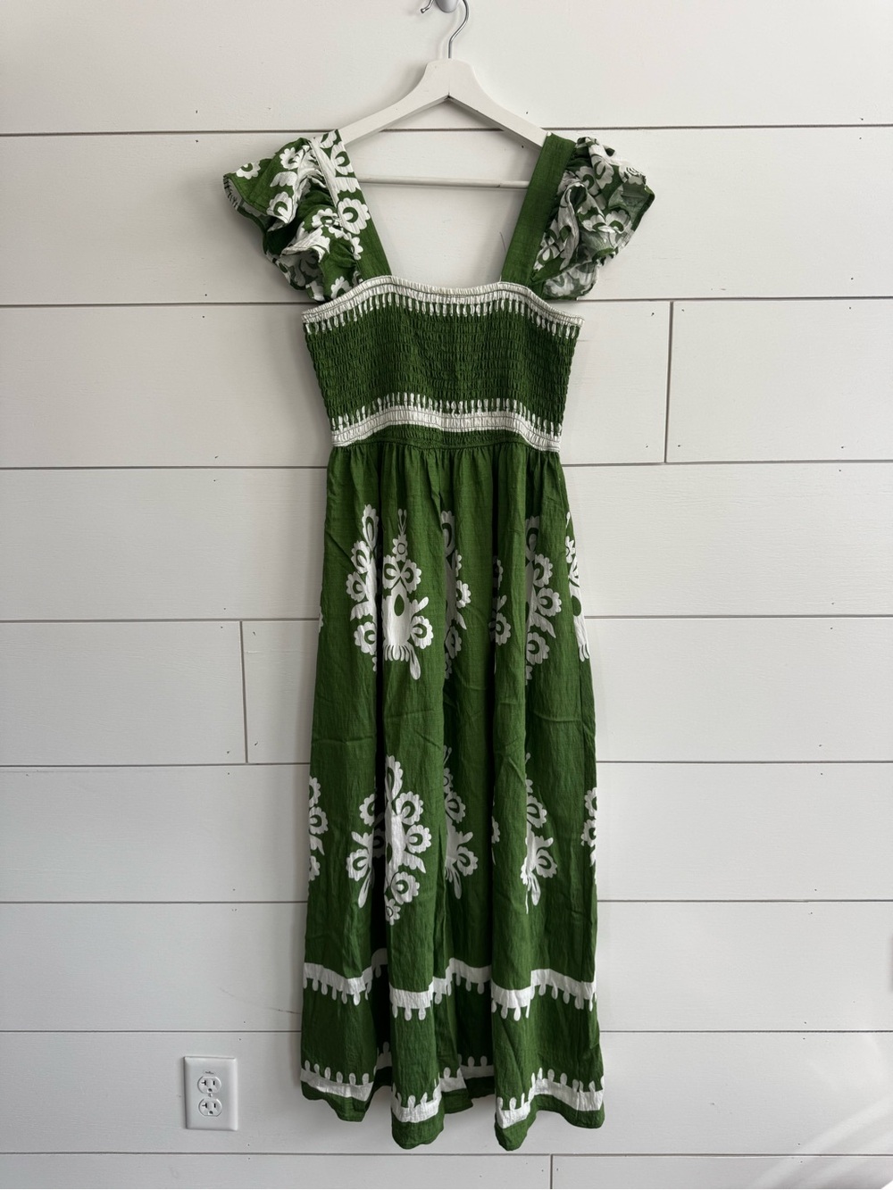 Penelope Rose Green Floral Smocked Top Maxi Dress Size Large - Picture 2 of 10